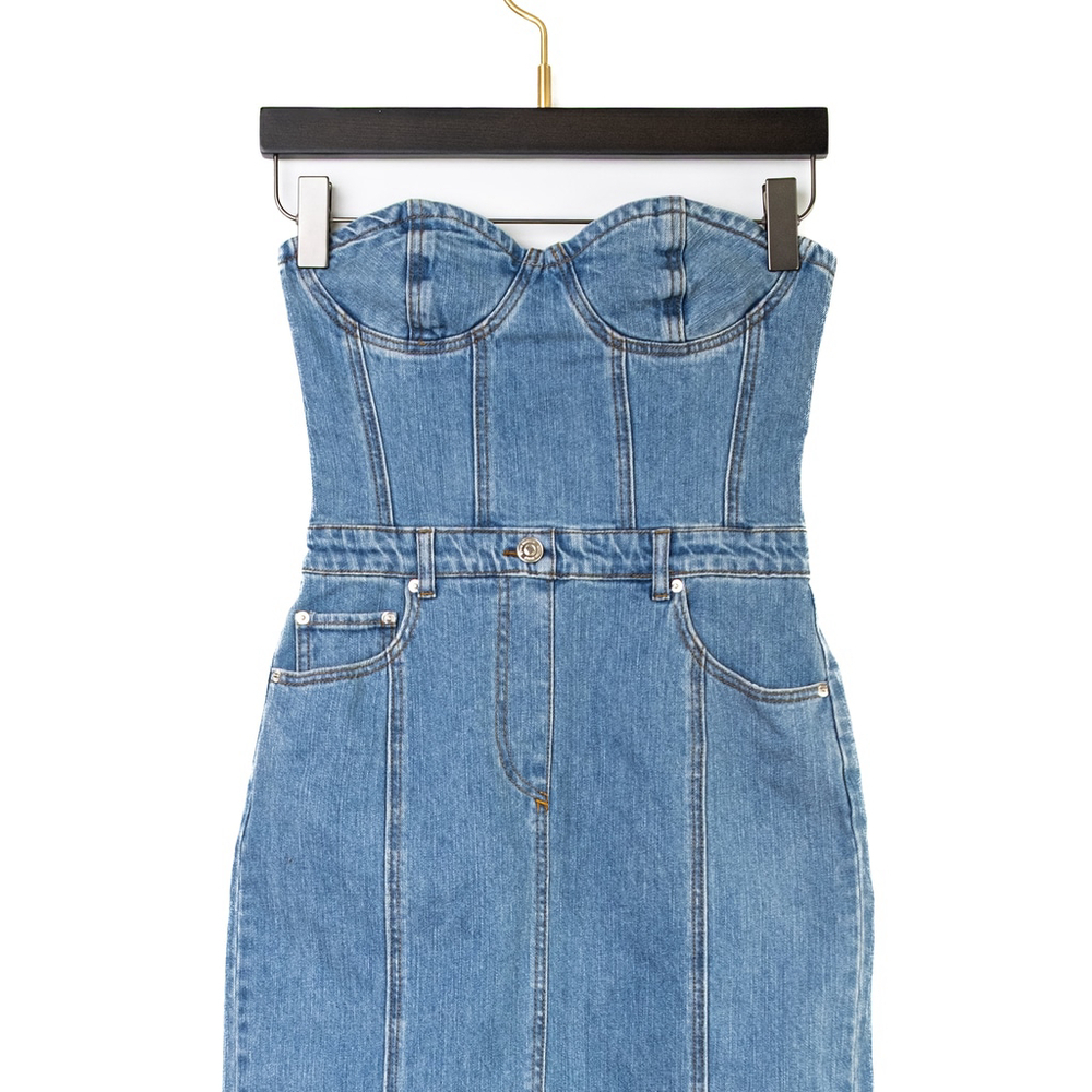 NWT Steve Madden Anya Strapless Corset Denim Bustier Dress Light Blue - Size S - Picture 3 of 8